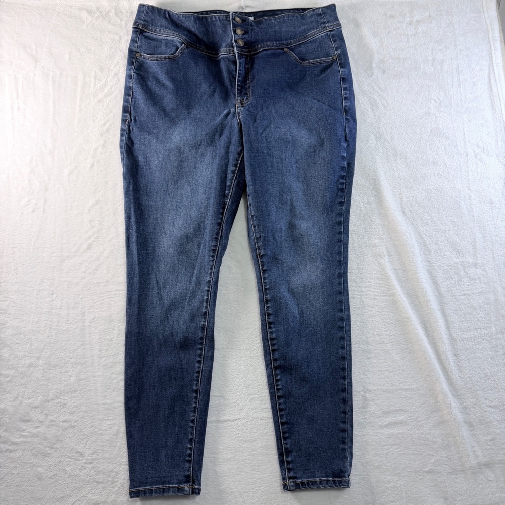 Lane Bryant Jegging High-Rise Flex Magic Waistband Blue 3-Button Skinny Size 16